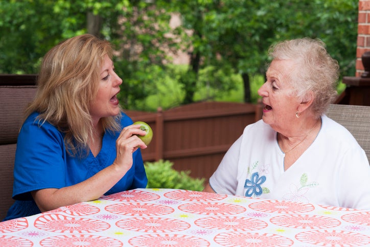 two women chatting